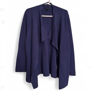 Eileen Fisher Open Front Silk Cotton Blend Cardigan Blue Size XL